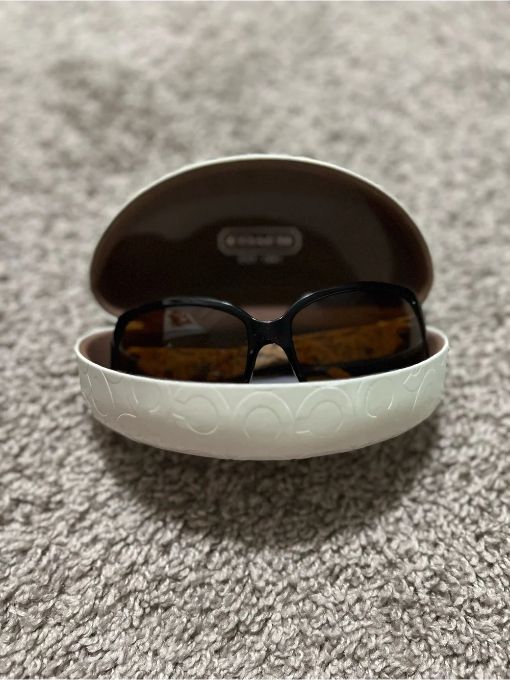 Women’s cmCoach Black Sunglasses with White Embossed Case